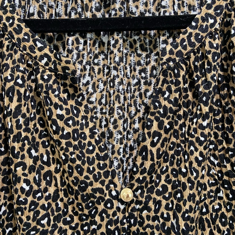 Michael Kors Tan and Black Leopard Print Blouse NWOT - Picture 3 of 10